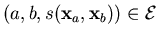 $ (a,b,s(\mathbf{x}_a,\mathbf{x}_b)) \in \mathcal{E}$